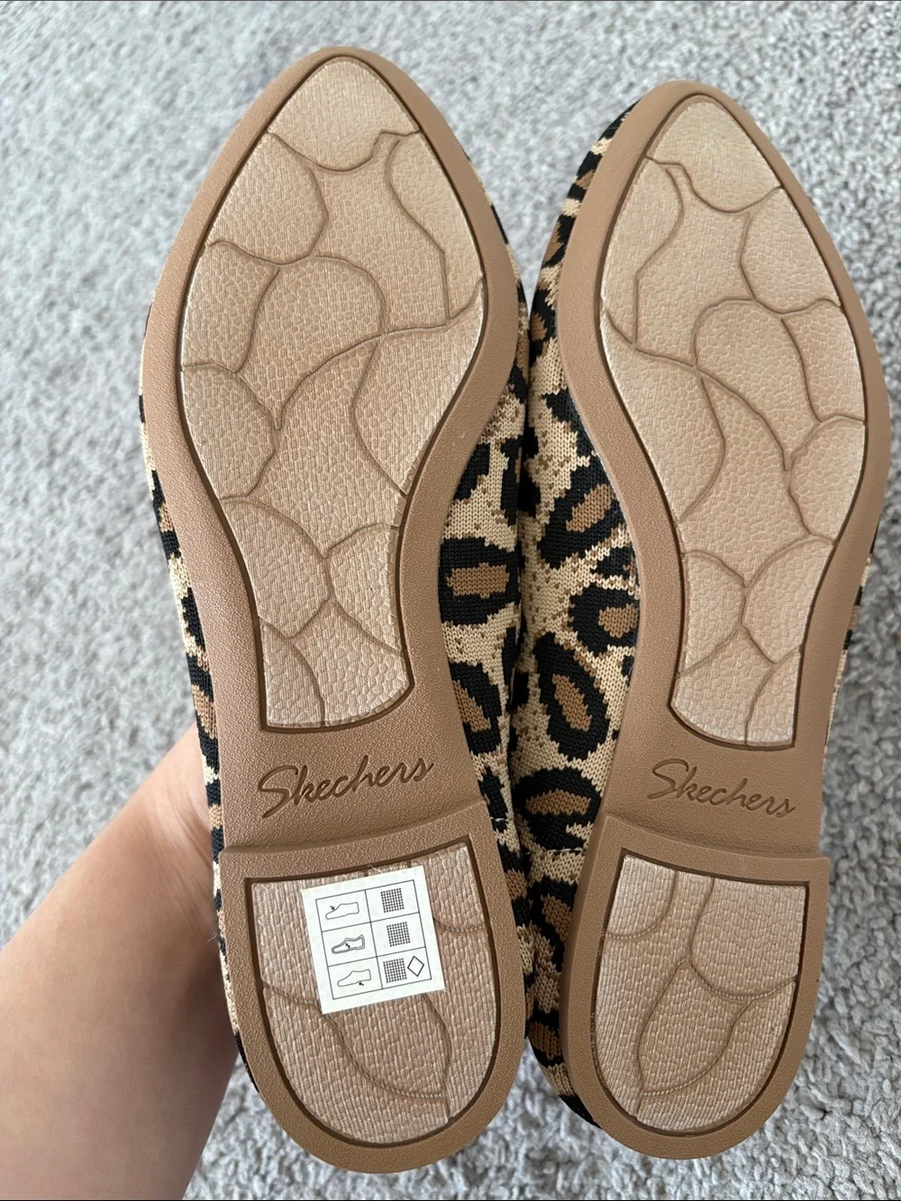 Skechers Air Cooled Brown Cheetah Ballet Flat Memory Foam Women's 8 Knit